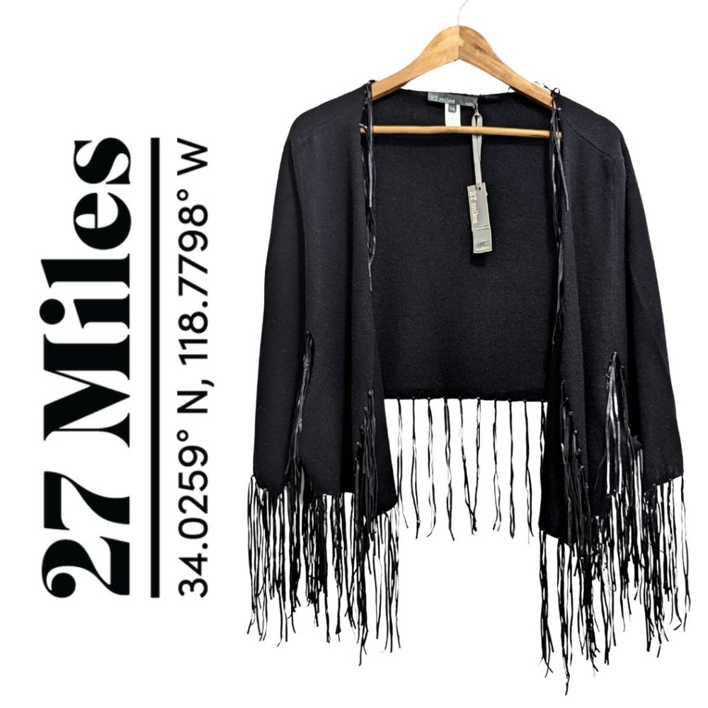REVOLVE 100% Cashmere Cape Trime Genuine Leather